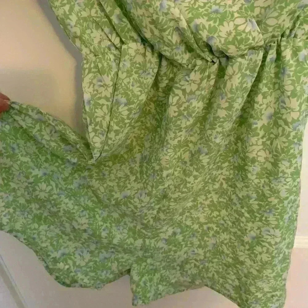 Nasty Gal Green and White Floral Romper, Womens Size 6 boho festival concertcore - Picture 5 of 12